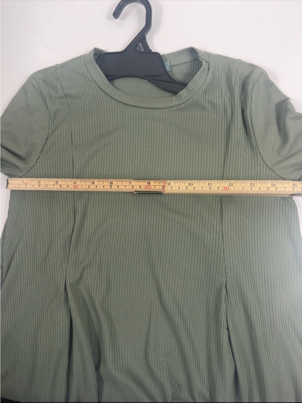 Good Luck Gem Olive Green Ribbed Long Sleeve Swing Mini Dress XS - Picture 4 of 9